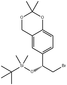 4H-1,3-Benzodioxin, 6-[(1R)-2-bromo-1-[[(1,1-dimethylethyl)dimethylsilyl]oxy]ethyl]-2,2-dimethyl- 구조식 이미지