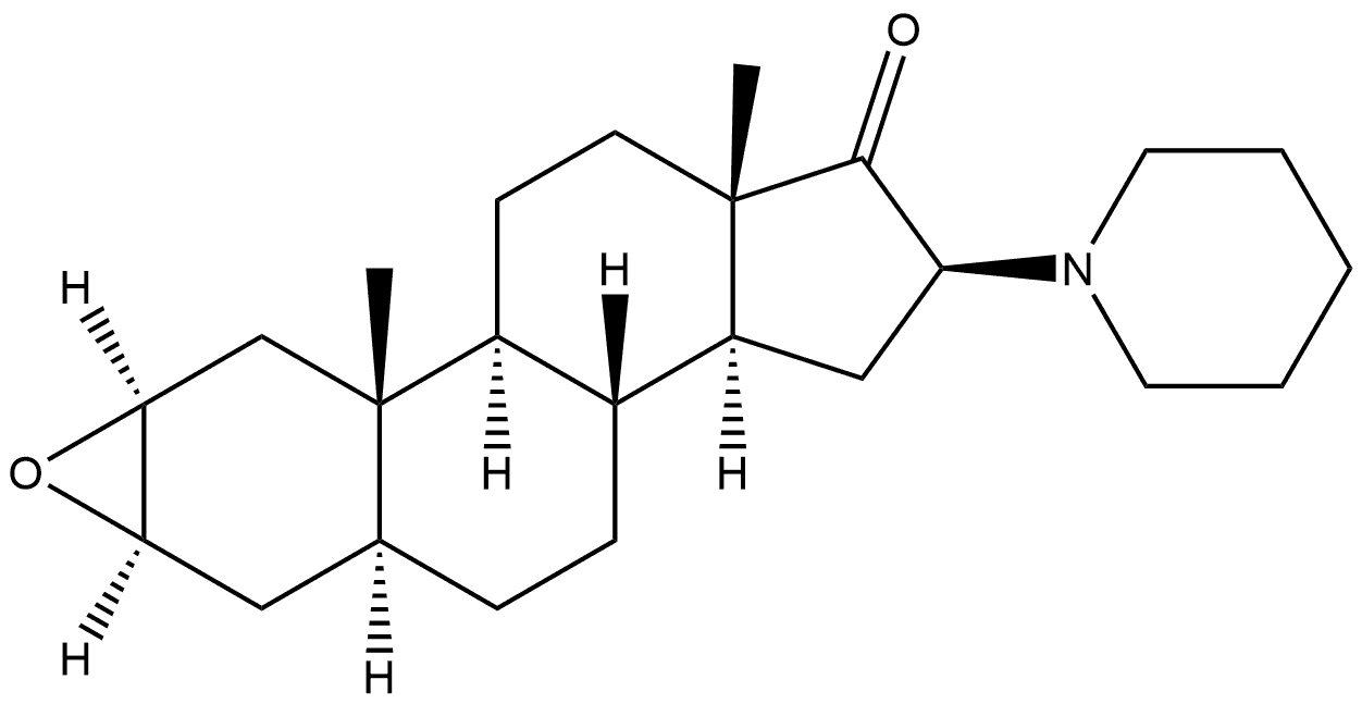 Androstan-17-one, 2,3-epoxy-16-(1-piperidinyl)-, (2α,3α,5α,16β)- (9CI) Structure