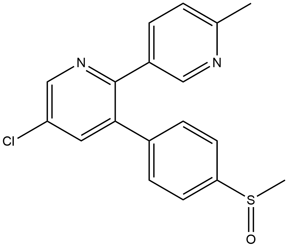 2,3'-Bipyridine, 5-chloro-6'-methyl-3-[4-(methylsulfinyl)phenyl]-, (+)- Structure