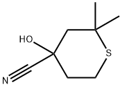 4-Hydroxy-2,2-dimethyl-tetrahydro-thiopyran-4-carbonitrile Structure