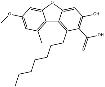 2-Dibenzofurancarboxylic acid, 1-heptyl-3-hydroxy-7-methoxy-9-methyl- Structure