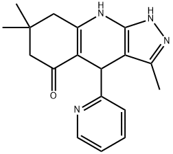5H-Pyrazolo[3,4-b]quinolin-5-one, 1,4,6,7,8,9-hexahydro-3,7,7-trimethyl-4-(2-pyridinyl)- Structure