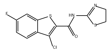 Benzo[b]thiophene-2-carboxamide, 3-chloro-N-(4,5-dihydro-2-thiazolyl)-6-fluoro- Structure