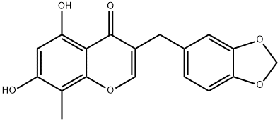 4H-1-Benzopyran-4-one, 3-(1,3-benzodioxol-5-ylmethyl)-5,7-dihydroxy-8-methyl- Structure