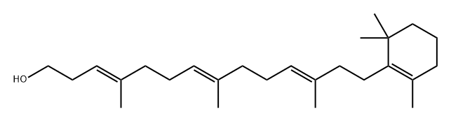 3,7,11-Tetradecatrien-1-ol, 4,8,12-trimethyl-14-(2,6,6-trimethyl-1-cyclohexen-1-yl)-, (3E,7E,11E)- 구조식 이미지