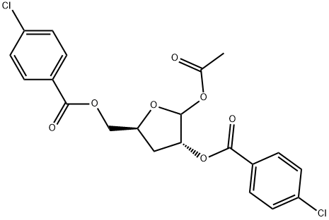 D-erythro-Pentofuranose, 3-deoxy-, 1-acetate 2,5-bis(4-chlorobenzoate) 구조식 이미지