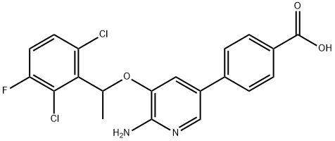 BENZOIC ACID, 4-[6-AMINO-5-[1-(2,6-DICHLORO-3-FLUOROPHENYL)ETHOXY]-3-PYRIDINYL] Structure