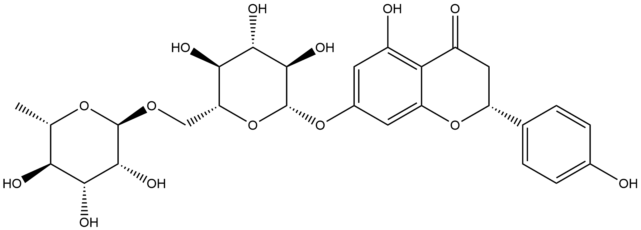 4H-1-Benzopyran-4-one, 7-[[6-O-(6-deoxy-α-L-mannopyranosyl)-β-D-glucopyranosyl]oxy]-2,3-dihydro-5-hydroxy-2-(4-hydroxyphenyl)-, (2R)- Structure