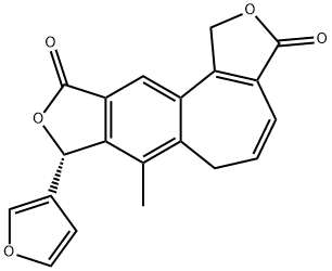 3H-Furo[3',4':3,4]cyclohept[1,2-f]isobenzofuran-3,10(1H)-dione, 8-(3-furanyl)-6,8-dihydro-7-methyl-, (8R)- 구조식 이미지