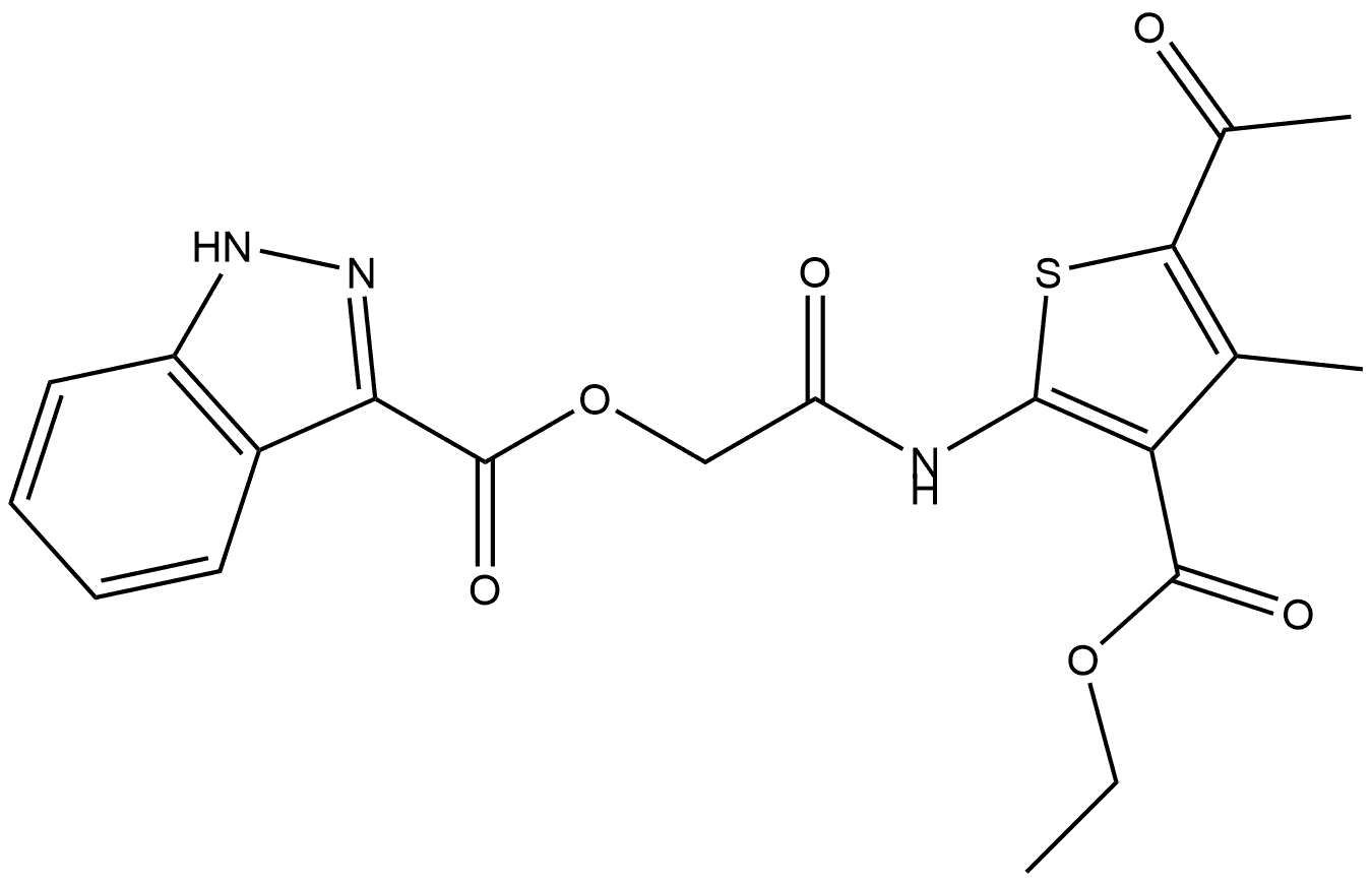 2-[[5-Acetyl-3-(ethoxycarbonyl)-4-methyl-2-thienyl]amino]-2-oxoethyl 1H-indazole-3-carboxylate Structure