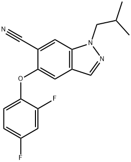 1H-Indazole-6-carbonitrile, 5-(2,4-difluorophenoxy)-1-(2-methylpropyl)- Structure