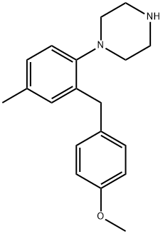 Piperazine, 1-[2-[(4-methoxyphenyl)methyl]-4-methylphenyl]- Structure