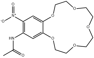 N-(16-Nitro-2,3,5,6,8,9,11,12-octahydro-1,4,7,10,13-benzopentaoxacyclopentadecin-15-yl)acetamide Structure