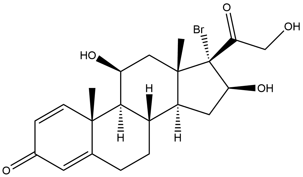 Pregna-1,4-diene-3,20-dione, 17-bromo-11,16,21-trihydroxy-, (11β,16β)- (9CI) 구조식 이미지