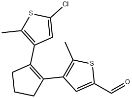 2-Thiophenecarboxaldehyde, 4-[2-(5-chloro-2-methyl-3-thienyl)-1-cyclopenten-1-yl]-5-methyl- Structure