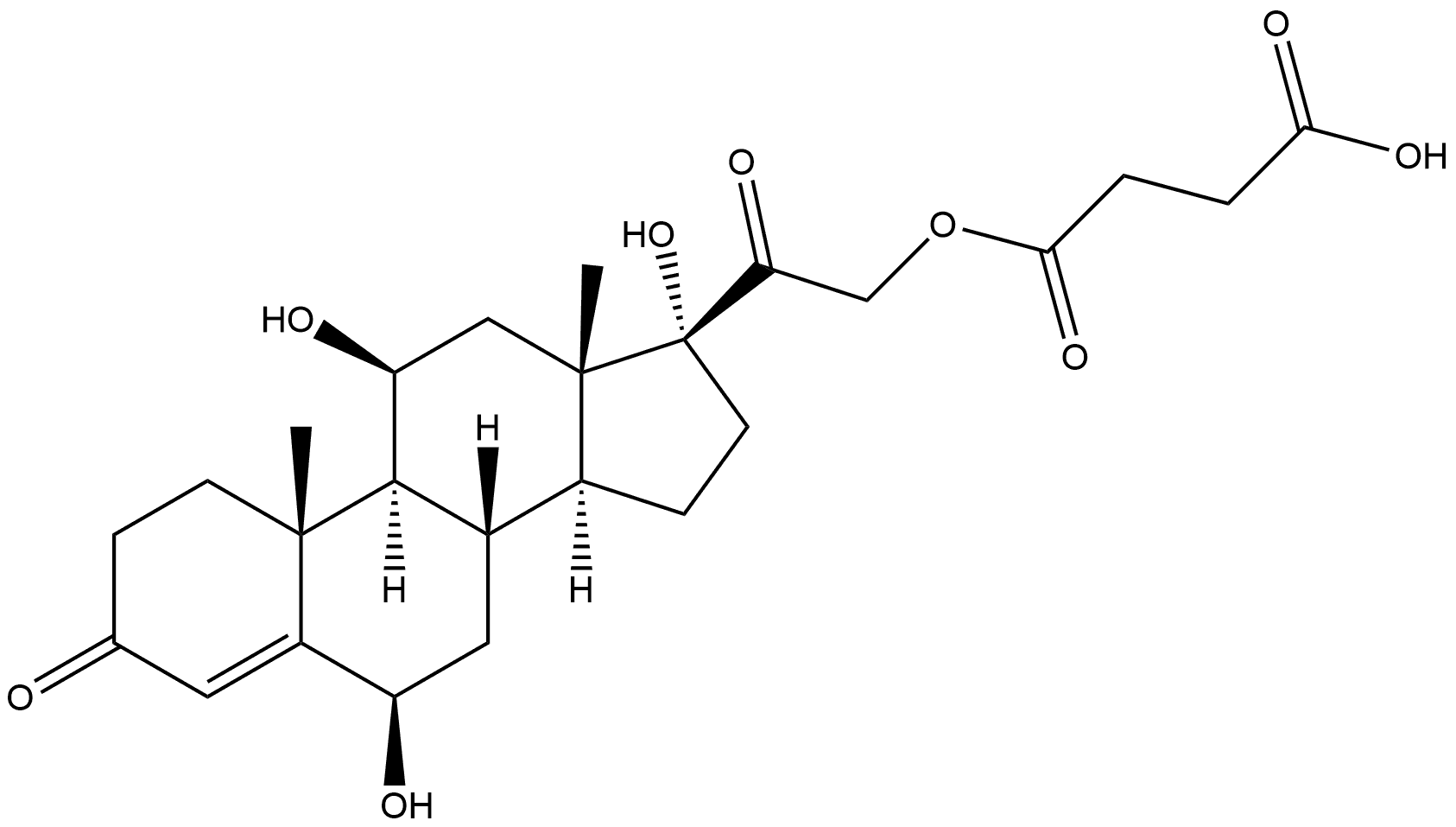 Pregn-4-ene-3,20-dione, 21-(3-carboxy-1-oxopropoxy)-6,11,17-trihydroxy-, (6β,11β)- (9CI) Structure