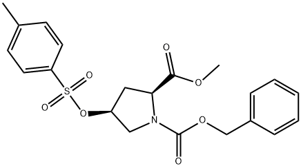 1,2-Pyrrolidinedicarboxylic acid, 4-[[(4-methylphenyl)sulfonyl]oxy]-, 2-methyl 1-(phenylmethyl) ester, (2S,4S)- 구조식 이미지