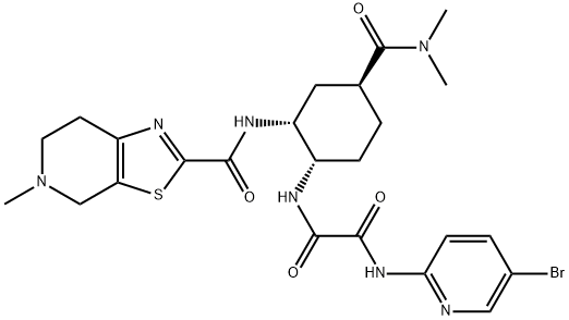 Ethanediamide, N1-(5-bromo-2-pyridinyl)-N2-[(1S,2R,4S)-4-[(dimethylamino)carbonyl]-2-[[(4,5,6,7-tetrahydro-5-methylthiazolo[5,4-c]pyridin-2-yl)carbonyl]amino]cyclohexyl]- Structure