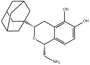 1H-2-Benzopyran-5,6-diol, 1-(aminomethyl)-3,4-dihydro-3-tricyclo[3.3.1.13,7]dec-1-yl-, (1R,3S)- 구조식 이미지