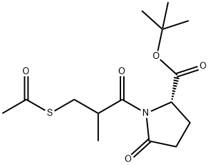 L-Proline, 1-[3-(acetylthio)-2-methyl-1-oxopropyl]-5-oxo-, 1,1-dimethylethyl ester 구조식 이미지