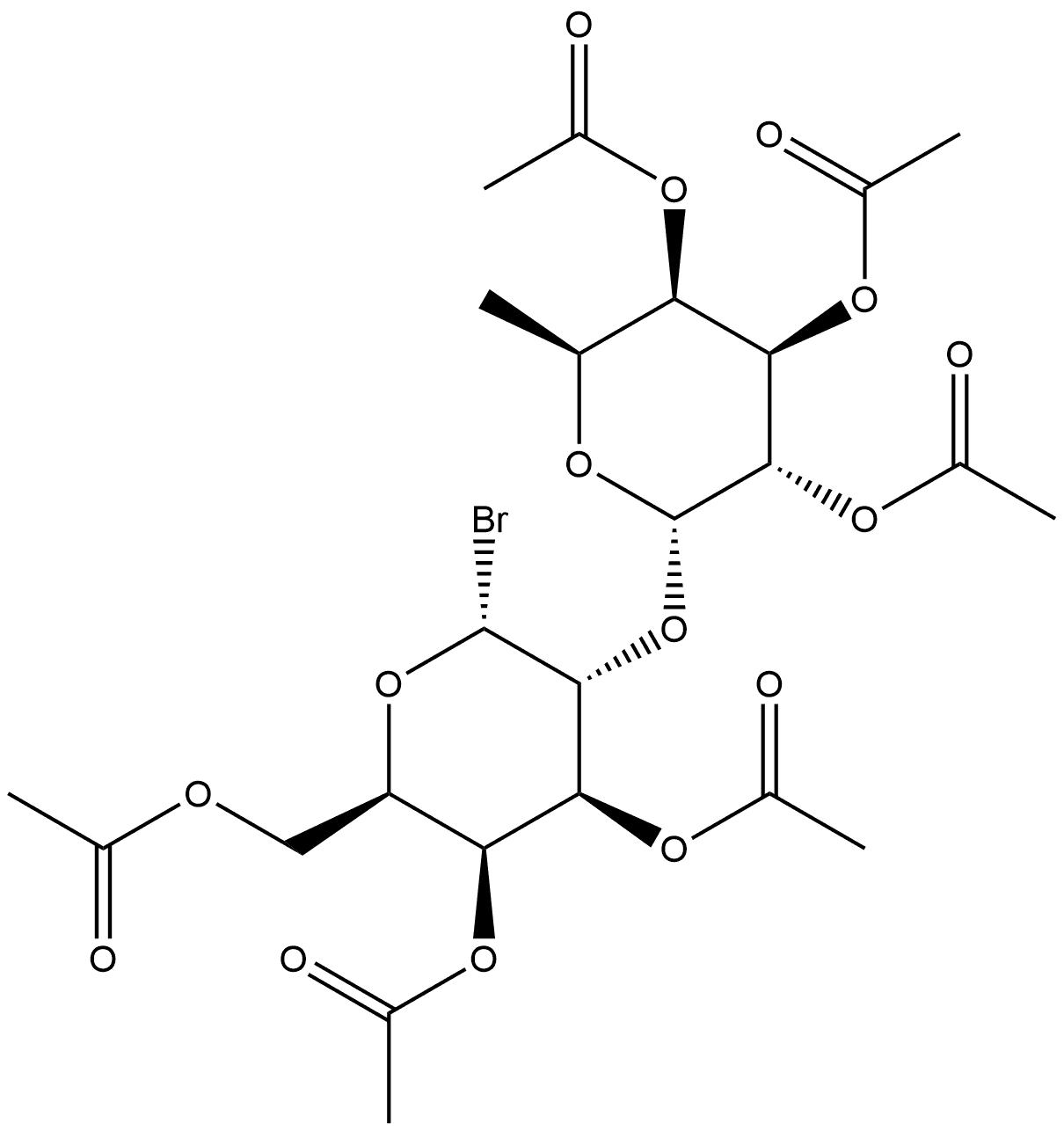 α-D-Galactopyranosyl bromide, 2-O-(2,3,4-tri-O-acetyl-6-deoxy-α-L-galactopyranosyl)-, triacetate (9CI) 구조식 이미지