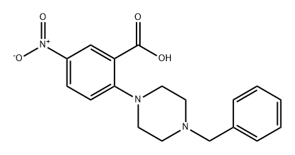 Benzoic acid, 5-nitro-2-[4-(phenylmethyl)-1-piperazinyl]- Structure