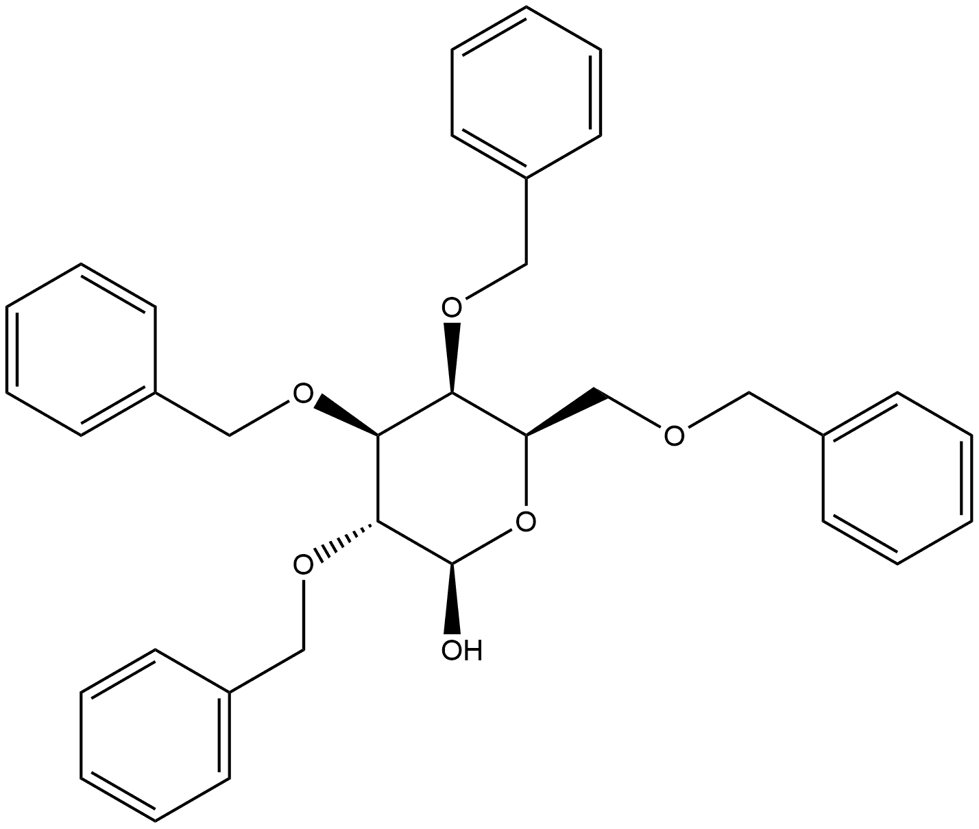 β-D-Galactopyranose, 2,3,4,6-tetrakis-O-(phenylmethyl)- Structure