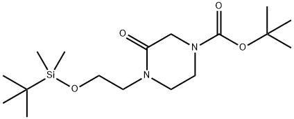 1-Piperazinecarboxylic acid, 4-[2-[[(1,1-dimethylethyl)dimethylsilyl]oxy]ethyl]-3-oxo-, 1,1-dimethylethyl ester Structure