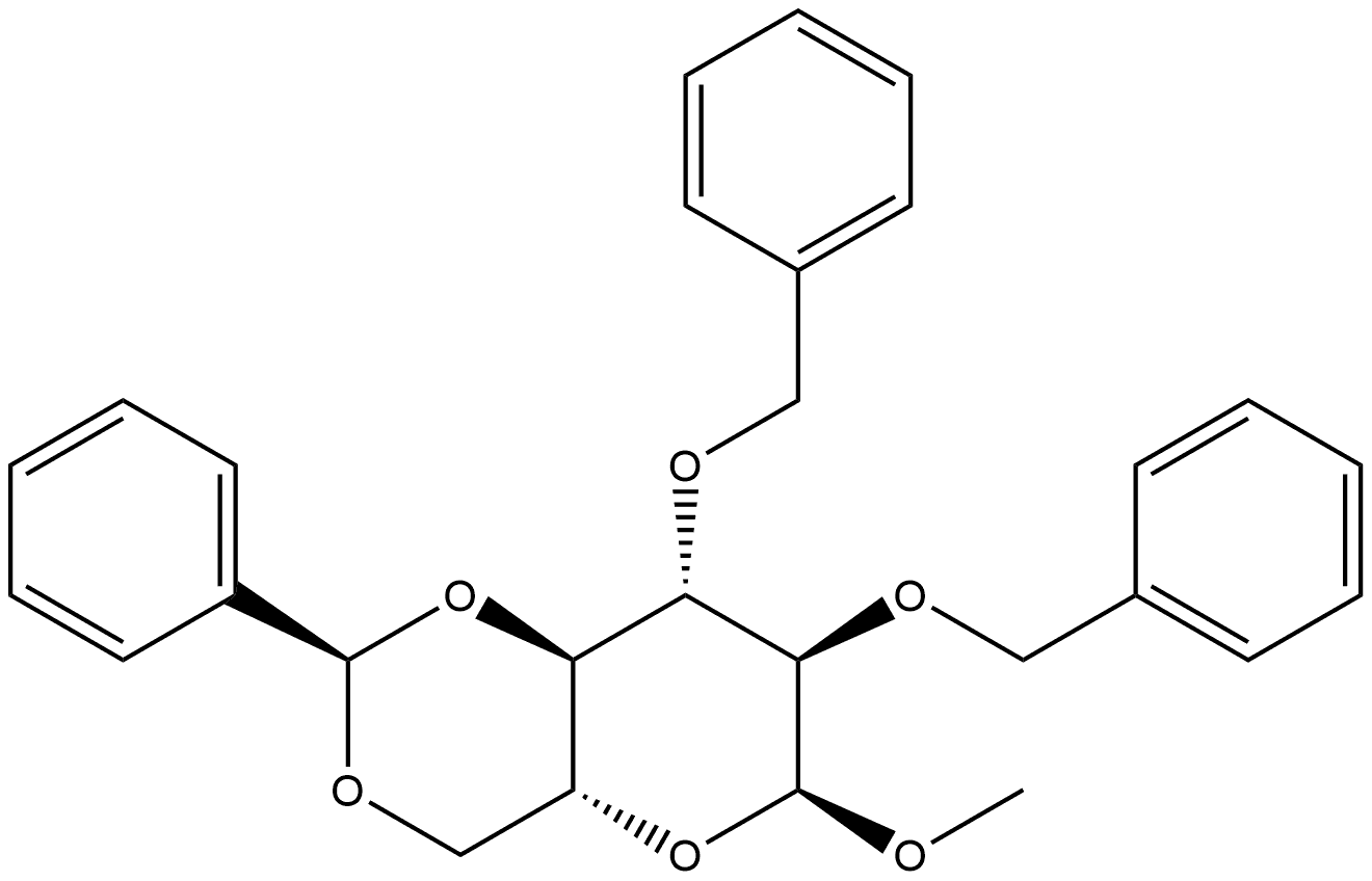 α-D-Glucopyranoside, methyl 2,3-bis-O-(phenylmethyl)-4,6-O-[(R)-phenylmethylene]- Structure