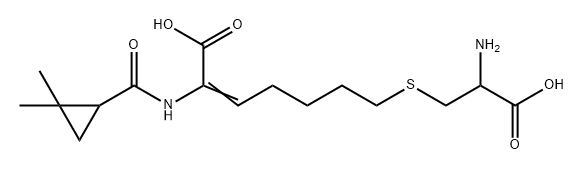 2-Heptenoic acid, 7-[(2-amino-2-carboxyethyl)thio]-2-[[(2,2-dimethylcyclopropyl)carbonyl]amino]- Structure
