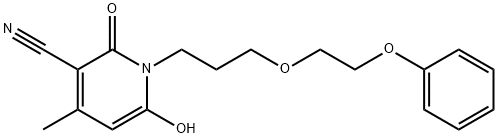 3-Pyridinecarbonitrile, 1,2-dihydro-6-hydroxy-4-methyl-2-oxo-1-[3-(2-phenoxyethoxy)propyl]- 구조식 이미지