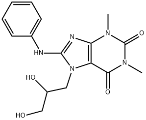 7-(2,3-Dihydroxypropyl)-1,3-dimethyl-8-(phenylamino)-1H-purine-2,6(3H,7H)-dione 구조식 이미지