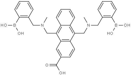 2-Anthracenecarboxylic acid, 9,10-bis[[[(2-boronophenyl)methyl]methylamino]methyl]- (9CI) Structure