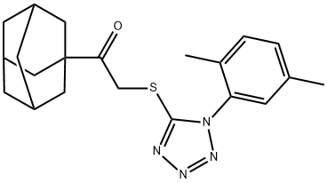 Ethanone, 2-[[1-(2,5-dimethylphenyl)-1H-tetrazol-5-yl]thio]-1-tricyclo[3.3.1.13,7]dec-1-yl- 구조식 이미지