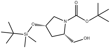 tert-Butyl (2S,4S)-4-((tert-butyldimethylsilyl)oxy)-2-(hydroxymethyl)pyrrolidine-1-carboxylate Structure