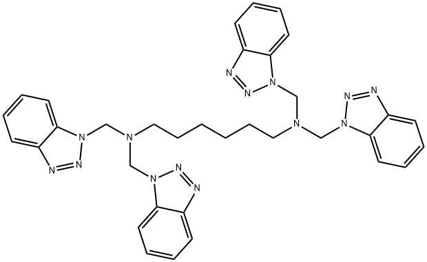 Bis(1H-1,2,3-benzotriazol-1-ylmethyl)({6-[bis(1H-1,2,3-benzotriazol-1-ylmethyl)amino]hexyl})amine Structure