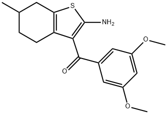 3-(3,5-Dimethoxybenzoyl)-6-methyl-4,5,6,7-tetrahydro-1-benzothiophen-2-amine 구조식 이미지