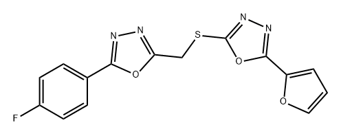 1,3,4-Oxadiazole, 2-(4-fluorophenyl)-5-[[[5-(2-furanyl)-1,3,4-oxadiazol-2-yl]thio]methyl]- 구조식 이미지