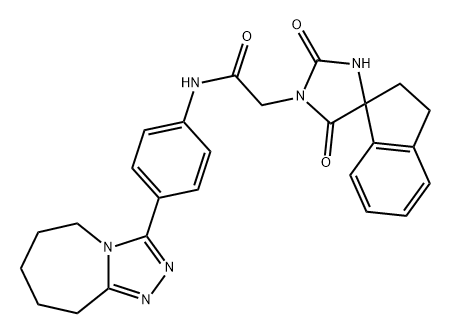 Spiro[imidazolidine-4,1'-[1H]indene]-1-acetamide, 2',3'-dihydro-2,5-dioxo-N-[4-(6,7,8,9-tetrahydro-5H-1,2,4-triazolo[4,3-a]azepin-3-yl)phenyl]- Structure