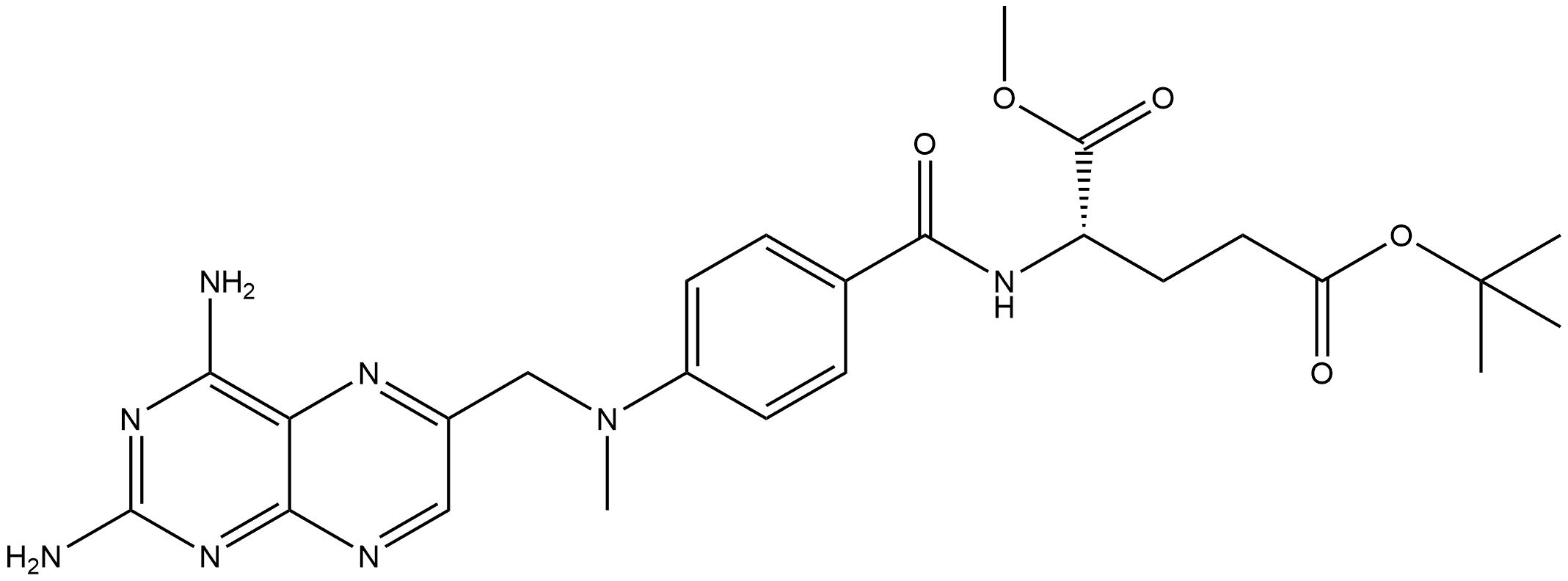 L-Glutamic acid, N-[4-[[(2,4-diamino-6-pteridinyl)methyl]methylamino]benzoyl]-, 5-(1,1-dimethylethyl) 1-methyl ester Structure