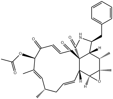 3H-Cyclotridec(d)oxireno(f)isoindole-8,11,12(13H)-trione,7-(acetyloxy) -4,7,14,14a,15,15a,16a,16b-octahydro-4,6,15,15a-tetramethyl-14-(phenyl methyl)-, (1E,4S,5E,7R,9E,11aR,14S,14aR,15S,15aR,16aS,16bR)- Structure