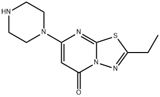 5H-1,3,4-Thiadiazolo[3,2-a]pyrimidin-5-one, 2-ethyl-7-(1-piperazinyl)- Structure