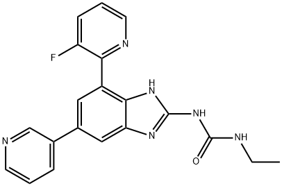 Urea, N-ethyl-N'-[7-(3-fluoro-2-pyridinyl)-5-(3-pyridinyl)-1H-benzimidazol-2-yl]- Structure