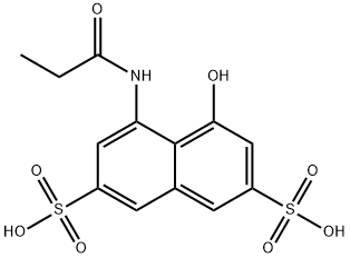 2,7-Naphthalenedisulfonic acid, 4-hydroxy-5-[(1-oxopropyl)amino]- 구조식 이미지