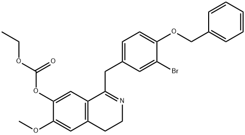 탄산,에틸에스테르,1-[4-(벤질옥시)-3-브로모벤질]-3,4-디히드로-6-메톡시-7-이소퀴놀리놀(8CI)과의에스테르 구조식 이미지