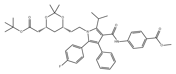 1,3-Dioxane-4-acetic acid, 6-[2-[2-(4-fluorophenyl)-4-[[[4-(methoxycarbonyl)phenyl]amino]carbonyl]-5-(1-methylethyl)-3-phenyl-1H-pyrrol-1-yl]ethyl]-2,2-dimethyl-, 1,1-dimethylethyl ester, (4R,6R)- Structure