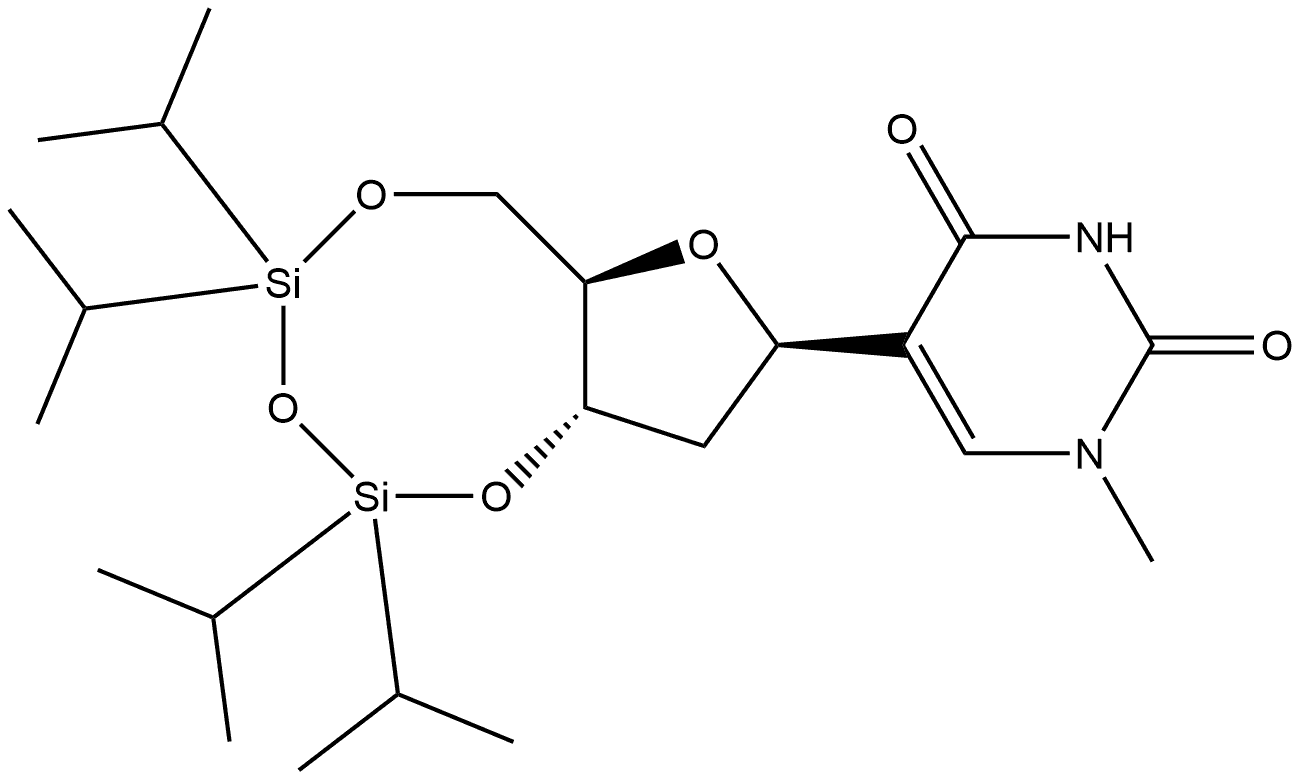 2,4(1H,3H)-Pyrimidinedione, 5-[2-deoxy-3,5-O-[1,1,3,3-tetrakis(1-methylethyl)-1,3-disiloxanediyl]-β-D-erythro-pentofuranosyl]-1-methyl- (9CI) Structure