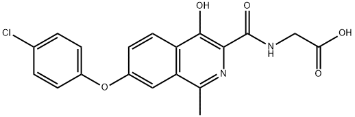2-(7-(4-chlorophenoxy)-4-hydroxy-1-methylisoquinoline-3-carboxamido)acetic acid 구조식 이미지