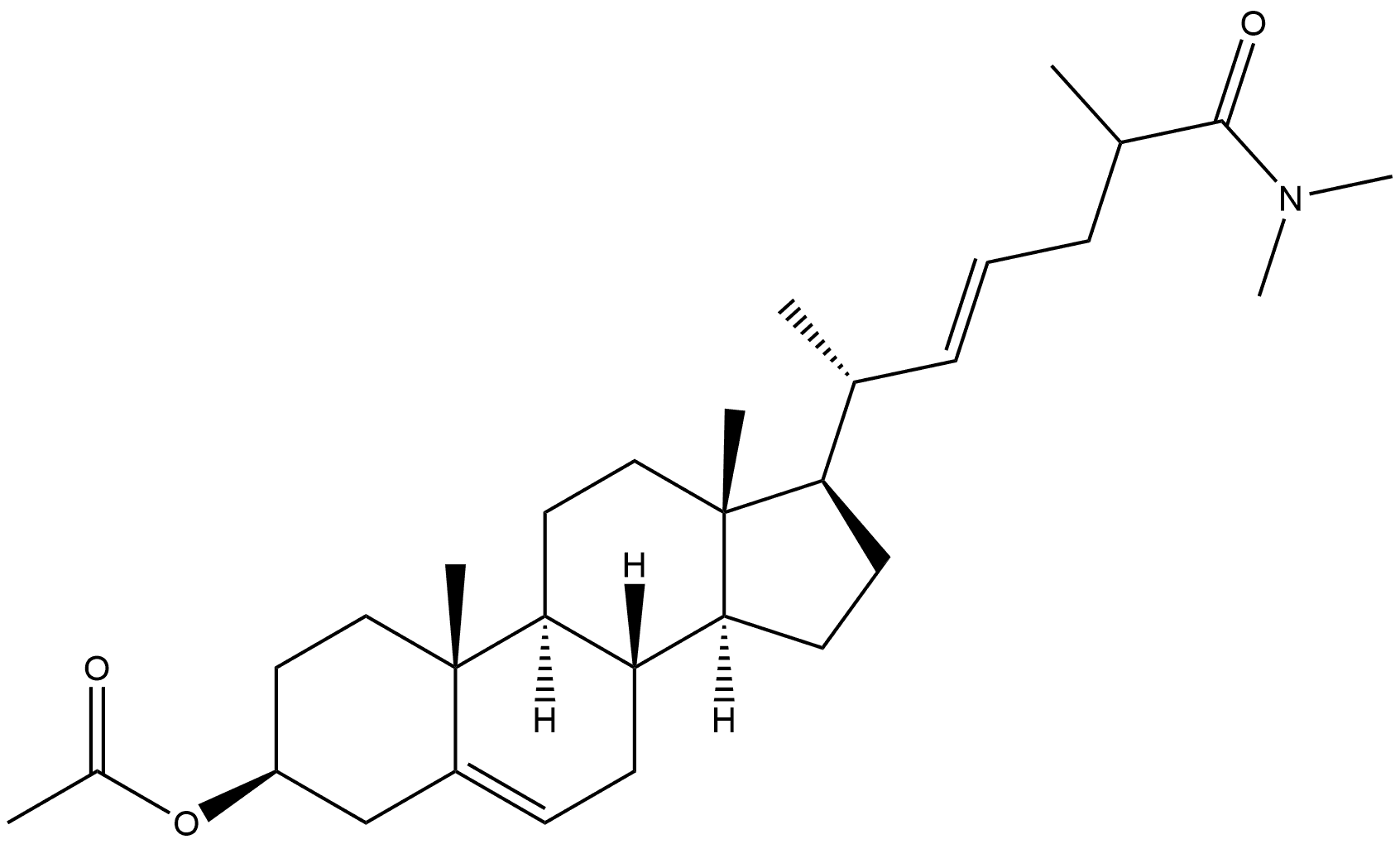 Cholesta-5,22-dien-26-amide, 3-(acetyloxy)-N,N-dimethyl-, (3β,22E)- (9CI) Structure