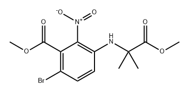 Benzoic acid, 6-bromo-3-[(2-methoxy-1,1-dimethyl-2-oxoethyl)amino]-2-nitro-, methyl ester Structure